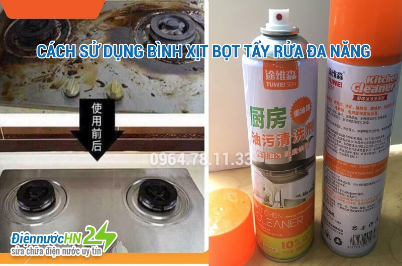 Cách sử dụng bình xịt bọt tẩy rửa đa năng Cách sử dụng bình xịt bọt tẩy rửa đa năng