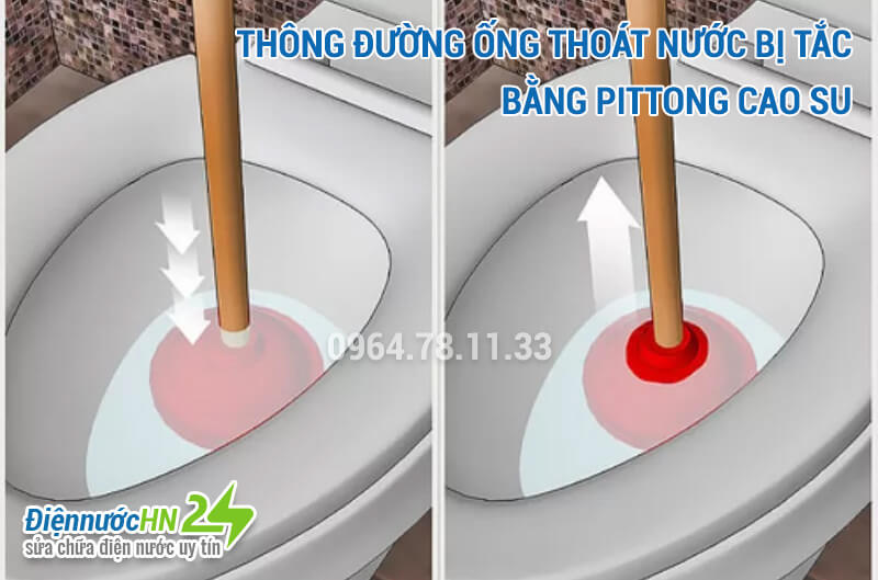 Thông đường ống thoát nước bằng pittong cao su Thông đường ống thoát nước bằng pittong cao su