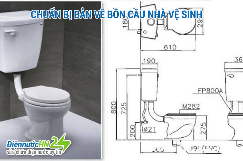Chuẩn bị bản vẽ bồn cầu nhà vệ sinh Chuẩn bị bản vẽ bồn cầu nhà vệ sinh